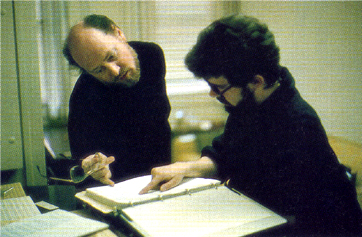 John Williams and George Lucas going over ideas for the original Star Wars score in 1977